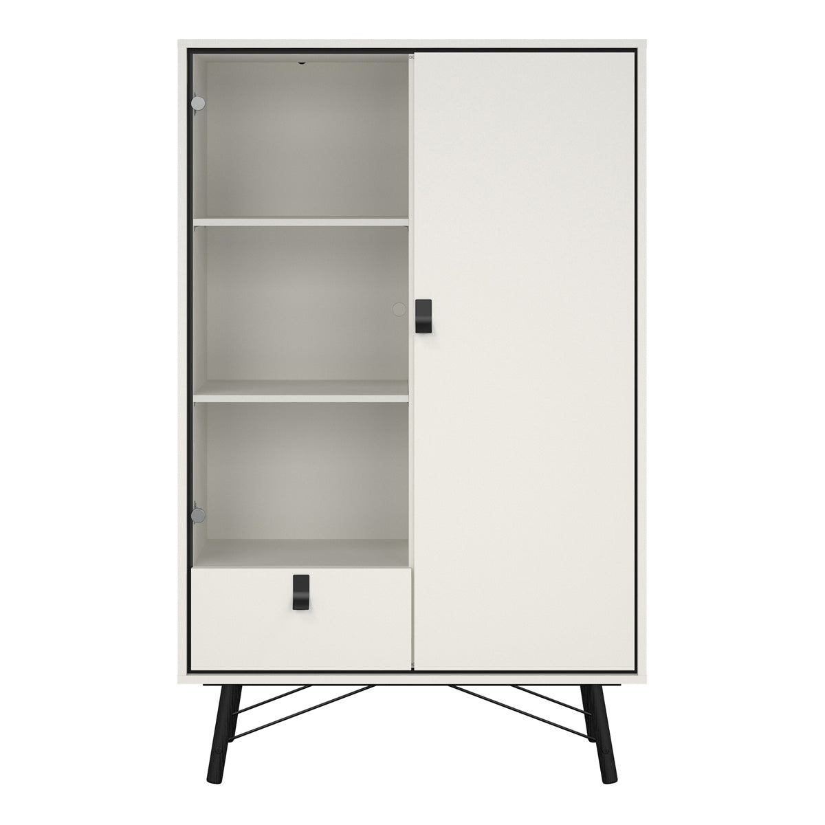 Wooden Display Cabinet With 1 Door 1 Glass Door And 1 Drawer - Ry