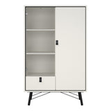 Wooden Display Cabinet With 1 Door 1 Glass Door And 1 Drawer - Ry