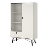 Wooden Display Cabinet With 1 Door 1 Glass Door And 1 Drawer - Ry