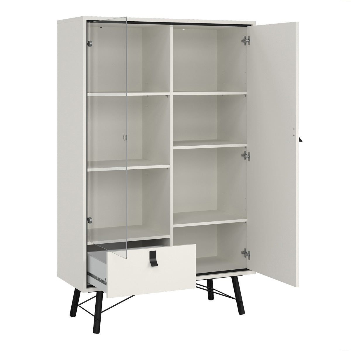 Wooden Display Cabinet With 1 Door 1 Glass Door And 1 Drawer - Ry