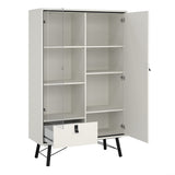 Wooden Display Cabinet With 1 Door 1 Glass Door And 1 Drawer - Ry