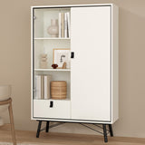 Wooden Display Cabinet With 1 Door 1 Glass Door And 1 Drawer - Ry