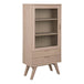 Wooden Display Cabinet 72cm Wide With 1 Glass Door And 2 Drawers - A-Line