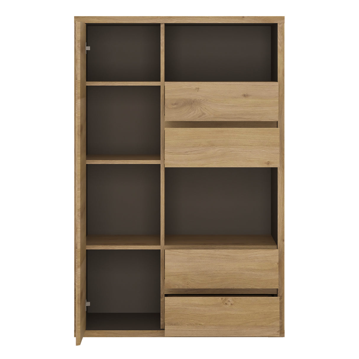 Wooden Display Cabinet With 1 Door And 4 Drawers - Shetland