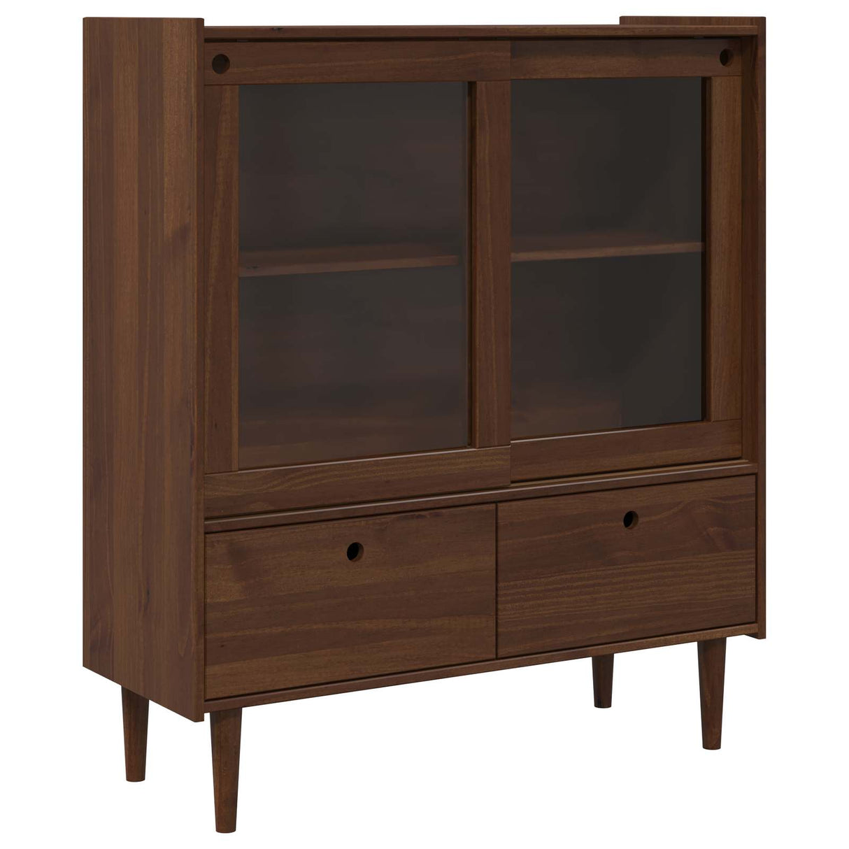 Wooden Display Cabinet 104cm Wide With 2 Sliding Doors And 2 Drawers - Bilbao