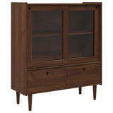 Wooden Display Cabinet 104cm Wide With 2 Sliding Doors And 2 Drawers - Bilbao
