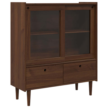 Wooden Display Cabinet 104cm Wide With 2 Sliding Doors And 2 Drawers - Bilbao