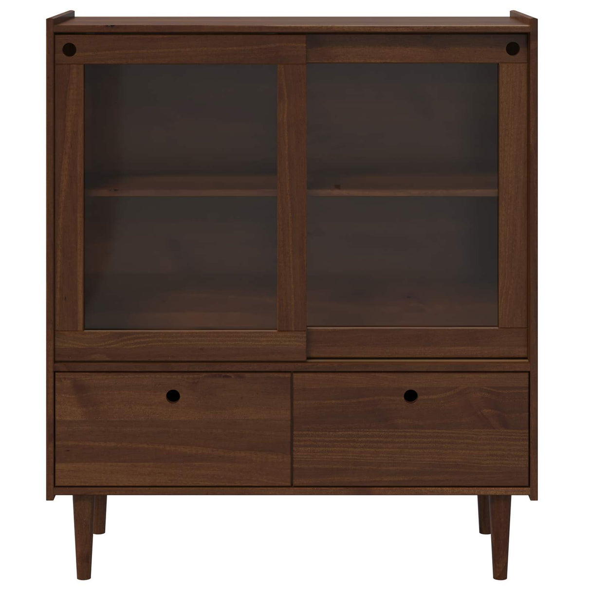 Wooden Display Cabinet 104cm Wide With 2 Sliding Doors And 2 Drawers - Bilbao