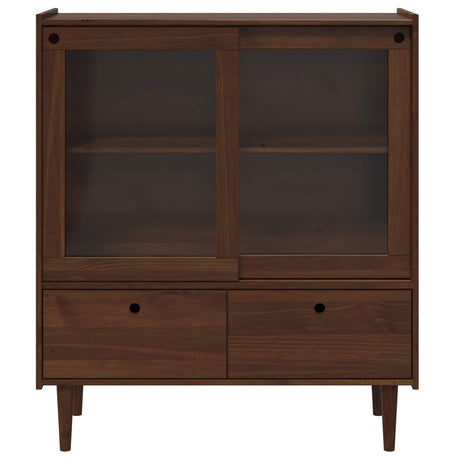Wooden Display Cabinet 104cm Wide With 2 Sliding Doors And 2 Drawers - Bilbao