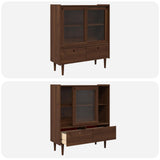 Wooden Display Cabinet 104cm Wide With 2 Sliding Doors And 2 Drawers - Bilbao