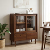 Wooden Display Cabinet 104cm Wide With 2 Sliding Doors And 2 Drawers - Bilbao