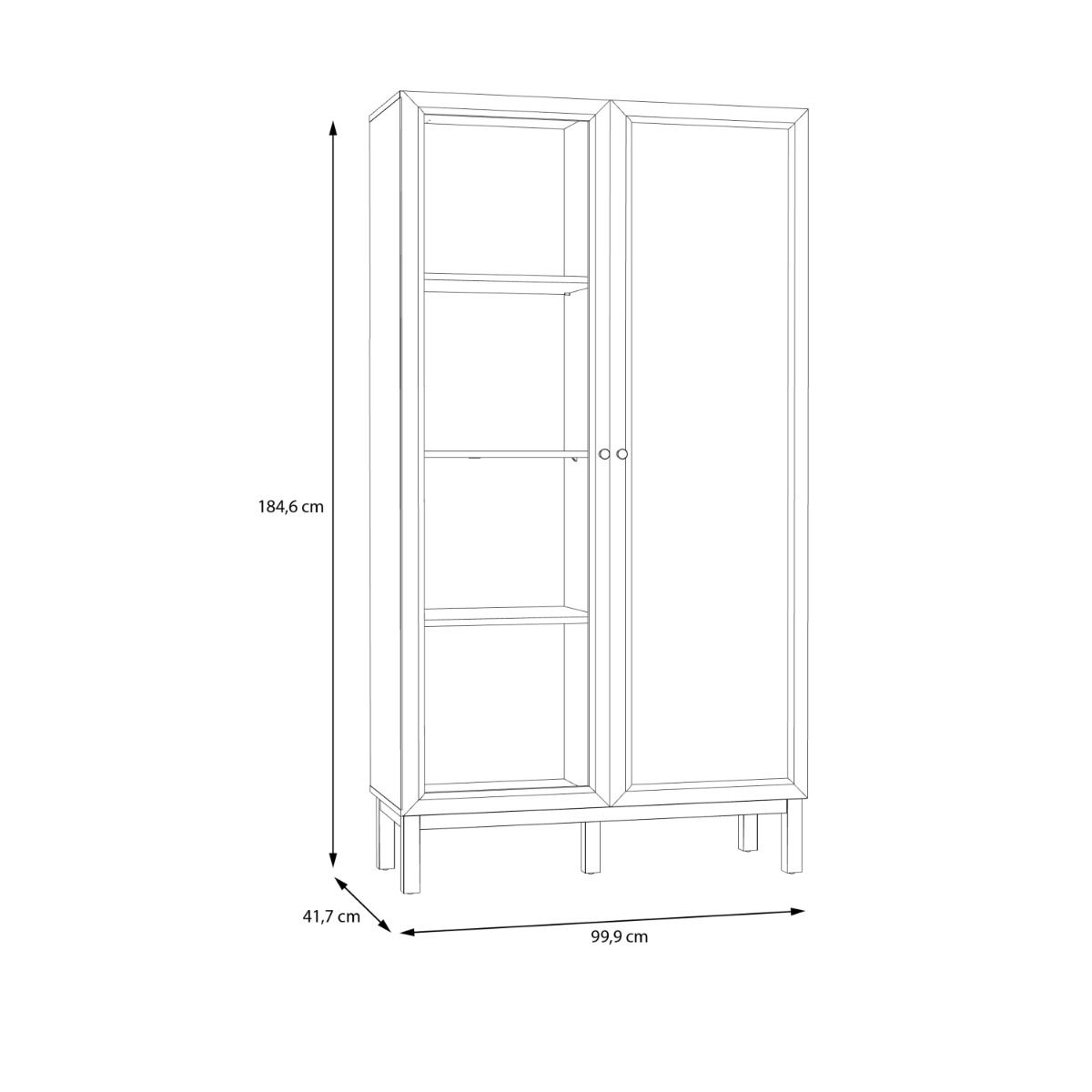 Wooden Display Cabinet With 2 Doors - Wensley