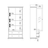 Wooden Display Cabinet With 2 Glass Doors With 2 Drawers - Paris