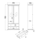 Wooden Display Cabinet With 2 Glass Doors With 2 Drawers - Paris