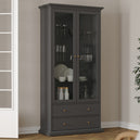 Wooden Display Cabinet With 2 Glass Doors With 2 Drawers - Paris