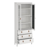 Wooden Display Cabinet With 2 Glass Doors And 3 Drawers - Barcelona