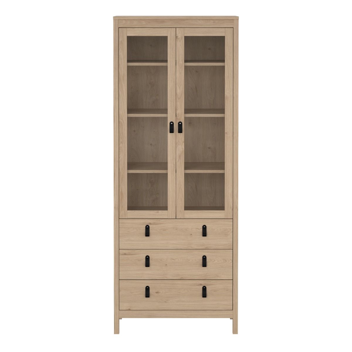 Wooden Display Cabinet With 2 Glass Doors And 3 Drawers - Barcelona