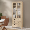 Wooden Display Cabinet With 2 Glass Doors And 3 Drawers - Barcelona