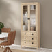 Wooden Display Cabinet 78.05cm Wide With 2 Glass Doors And 3 Drawers - Barcelona