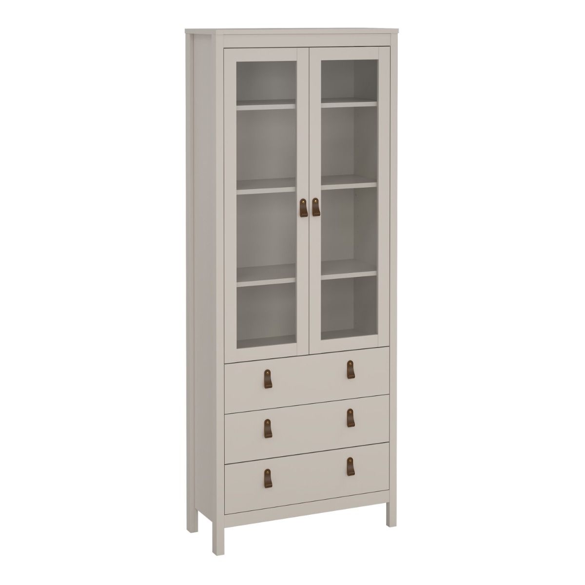 Wooden Display Cabinet With 2 Glass Doors And 3 Drawers - Barcelona
