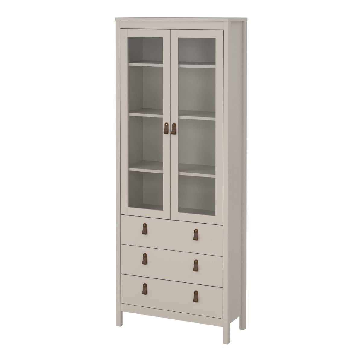 Wooden Display Cabinet With 2 Glass Doors And 3 Drawers - Barcelona