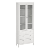 Wooden Display Cabinet With 2 Glass Doors And 3 Drawers - Madrid