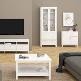 Wooden Display Cabinet With 2 Glass Doors And 3 Drawers - Madrid