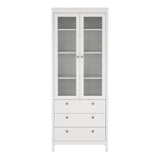 Wooden Display Cabinet With 2 Glass Doors And 3 Drawers - Madrid