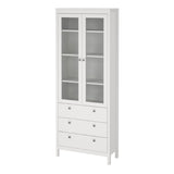 Wooden Display Cabinet With 2 Glass Doors And 3 Drawers - Madrid