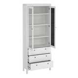 Wooden Display Cabinet With 2 Glass Doors And 3 Drawers - Madrid