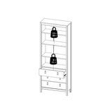 Wooden Display Cabinet With 2 Glass Doors And 3 Drawers - Madrid