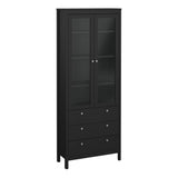Wooden Display Cabinet With 2 Glass Doors And 3 Drawers - Madrid
