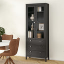 Wooden Display Cabinet With 2 Glass Doors And 3 Drawers - Madrid