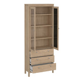 Wooden Display Cabinet With 2 Glass Doors And 3 Drawers - Madrid