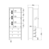 Wooden Display Cabinet With 2 Glass Doors And 3 Drawers - Madrid