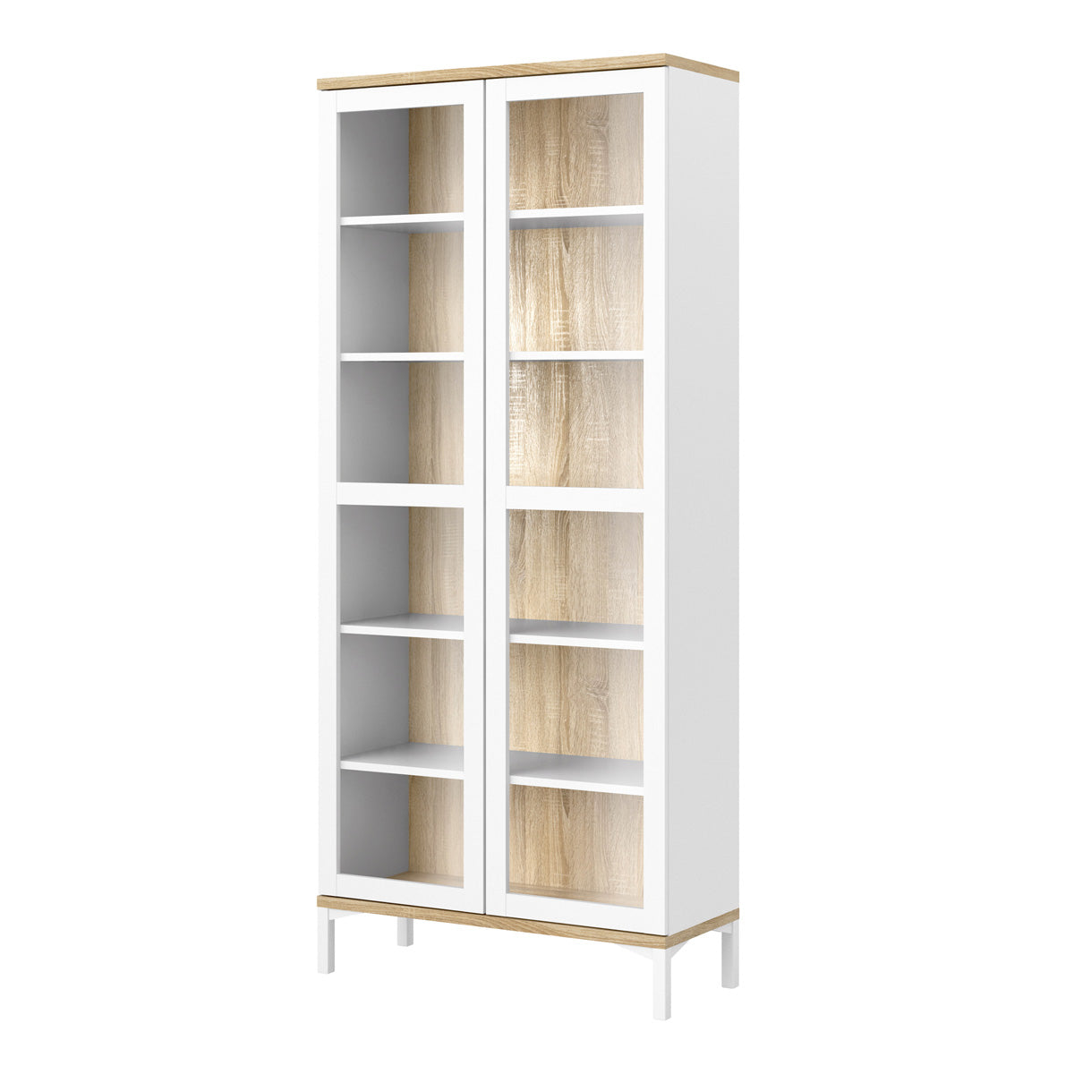 Wooden Display Cabinet With 2 Glazed Doors - Roomers