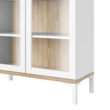 Wooden Display Cabinet With 2 Glazed Doors - Roomers