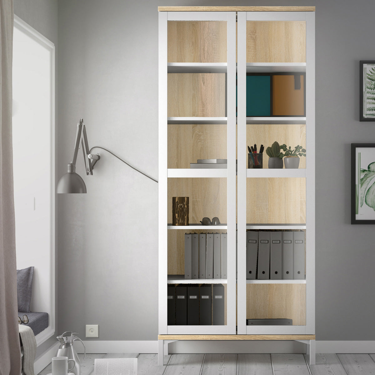 Wooden Display Cabinet With 2 Glazed Doors - Roomers