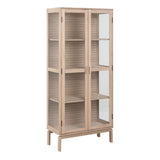 Wooden Display Cabinet With 2 Two Clear Glass Doors - Linley