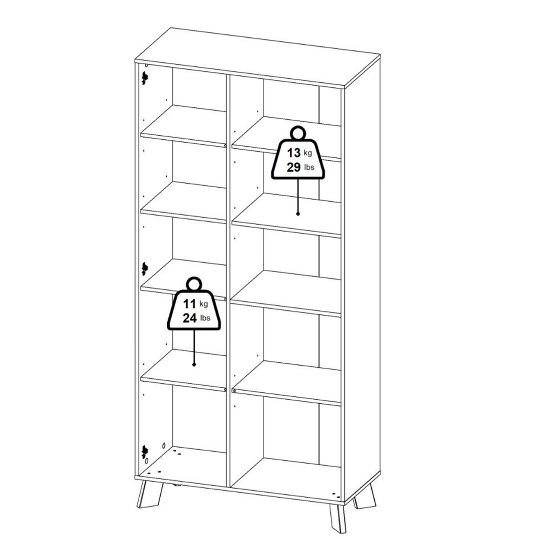 Wooden Display Cabinet With 2 White Front Doors - Ikast