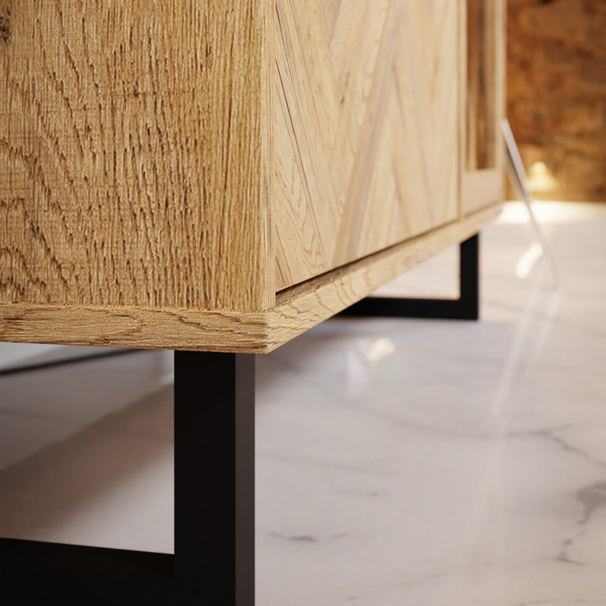Wooden Display Cabinet In With 3 Doors And 2 Drawers - Nikomedes