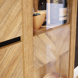 Wooden Display Cabinet In With 3 Doors And 2 Drawers - Nikomedes