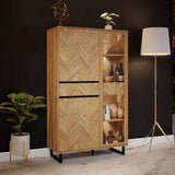 Wooden Display Cabinet In With 3 Doors And 2 Drawers - Nikomedes
