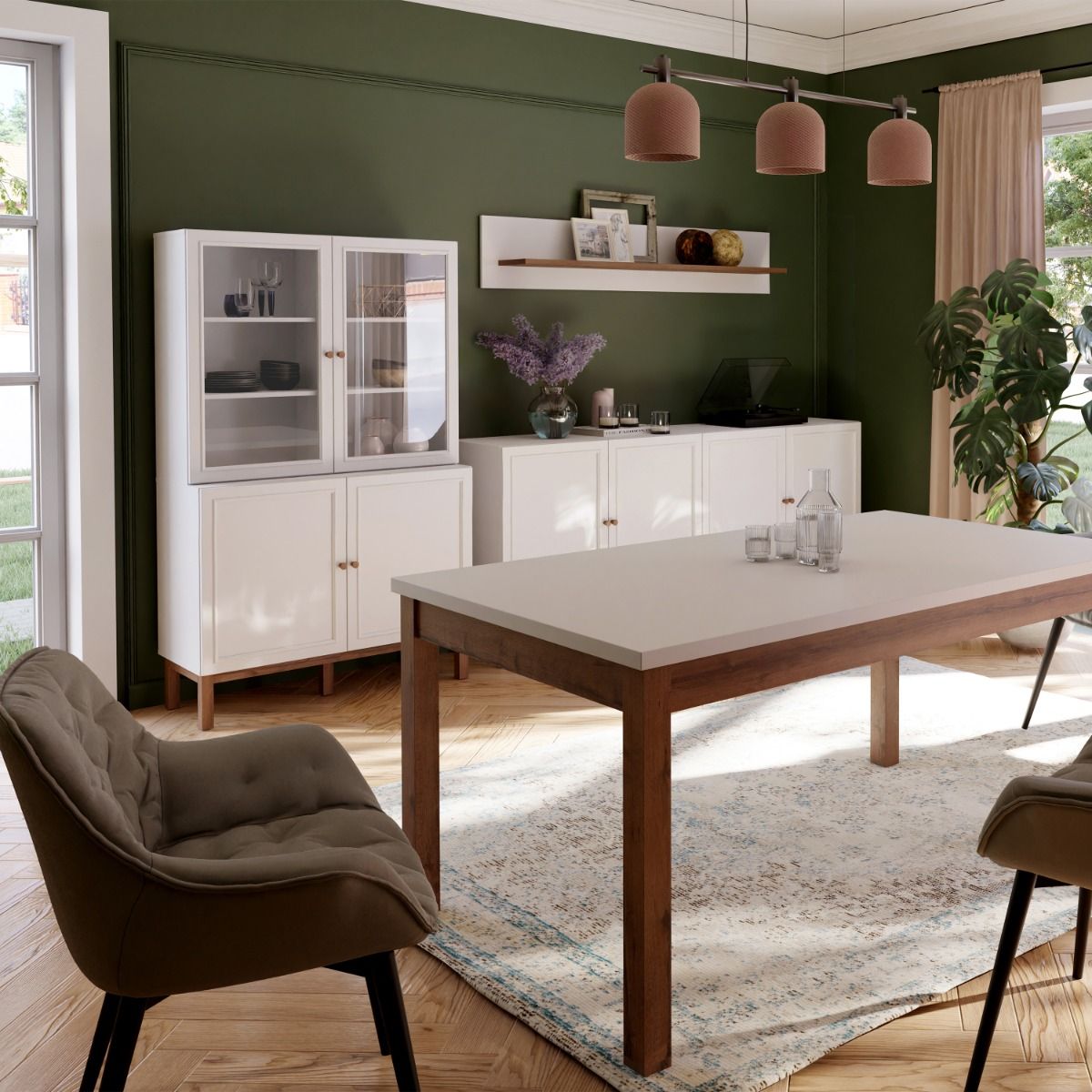 Wooden Display Cabinet With 4 Doors - Wensley