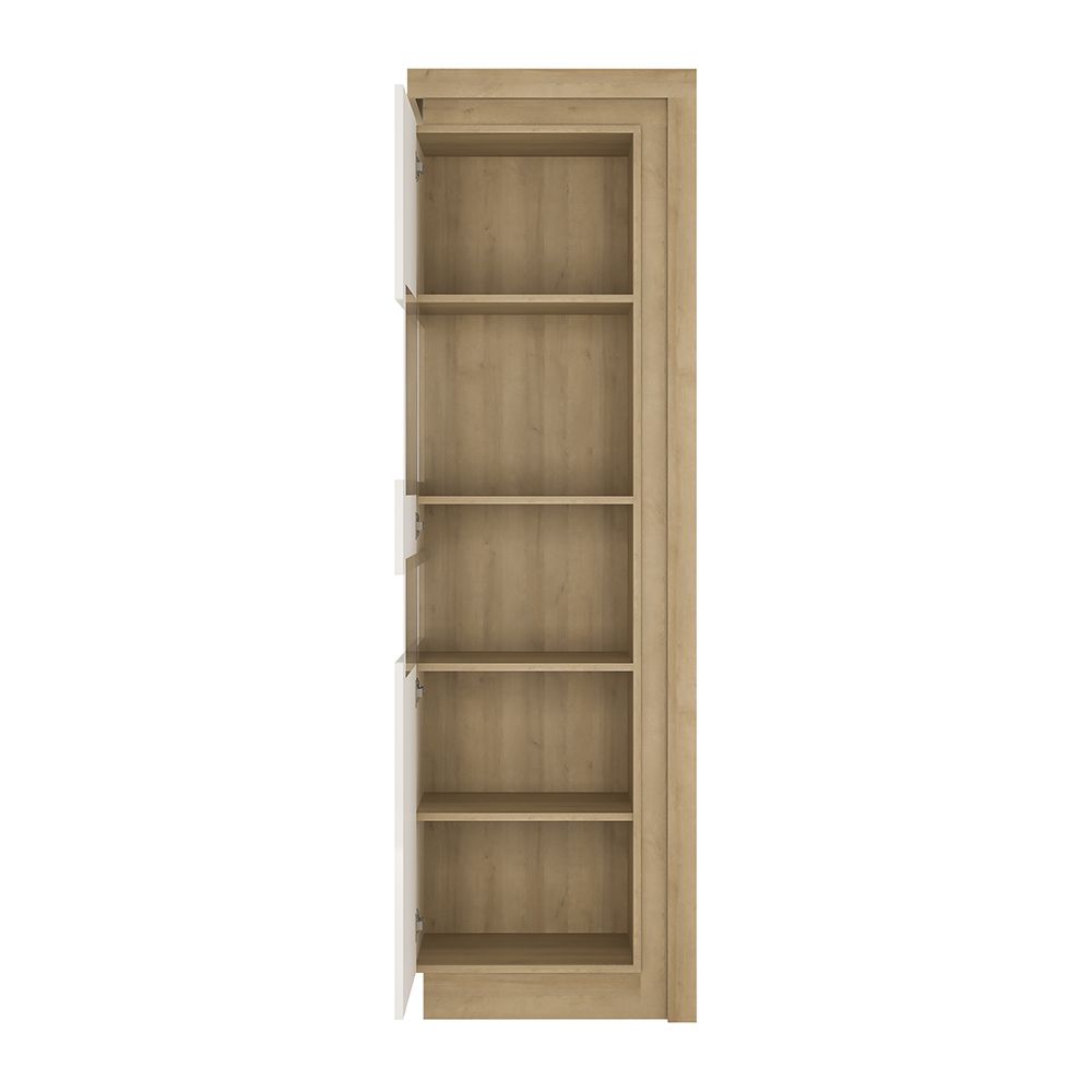 Wooden Display Cabinet Left Handed With 1 Smoky Glazed Door And LED Lights - Lyon