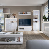 Wooden Display Cabinet Left Handed With 1 Smoky Glazed Door And LED Lights - Lyon
