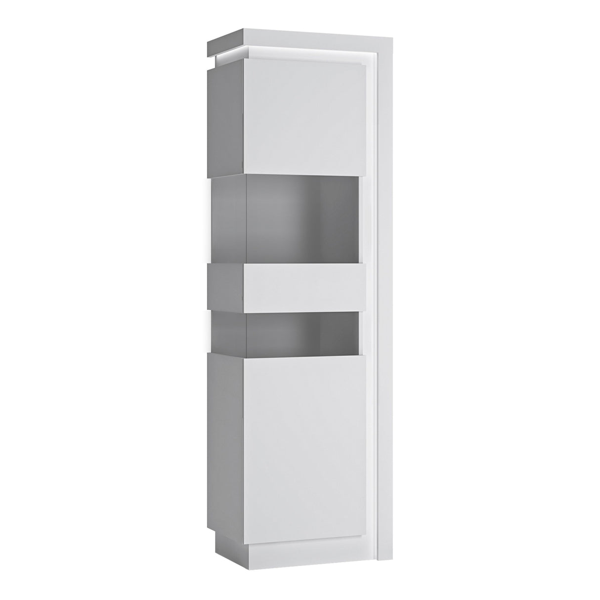 Wooden Display Cabinet Left Handed With 1 Smoky Glazed Door And LED Lights - Lyon