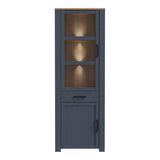Wooden Display Cabinet Narrow With 2 Doors 1 Drawer And LED Lights - Bohol