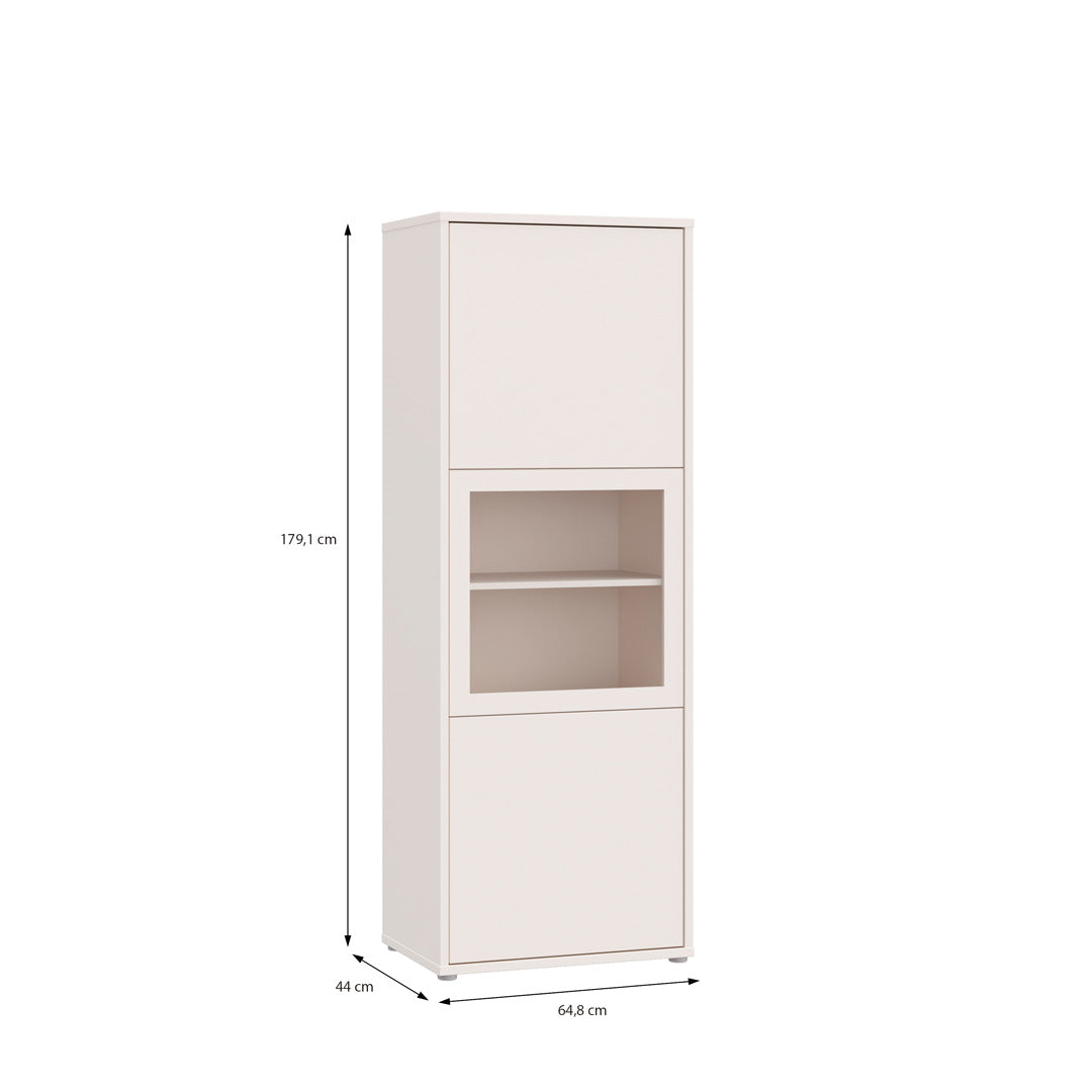 Wooden Display Cabinet Narrow With 3 Push-to-Open Doors - Alice Springs