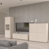 Wooden Display Cabinet Narrow With 3 Push-to-Open Doors - Alice Springs